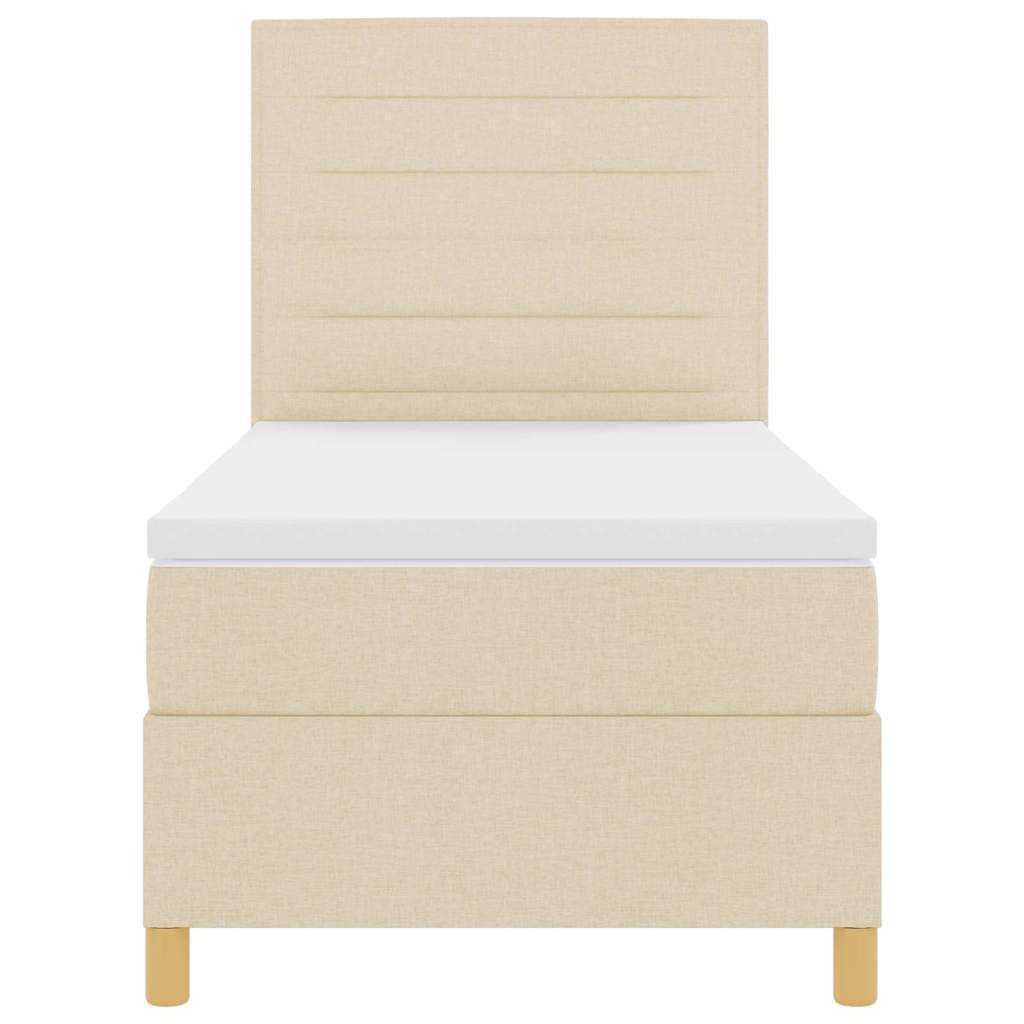 vidaXL LED Boxspringbett mit Matratze Creme 90 x 190 cm Stoff