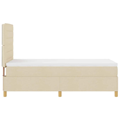 vidaXL LED Boxspringbett mit Matratze Creme 90 x 190 cm Stoff