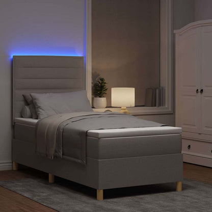 LED Boxspringbett mit Matratze Taupe 90 x 200 cm Stoff