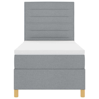 LED Boxspringbett mit Matratze Hellgrau 100 x 200 cm Stoff