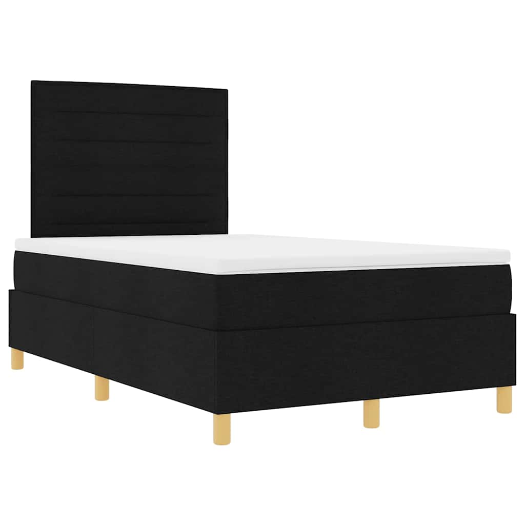 LED Boxspringbett mit Matratze Schwarz 120 x 190 cm Stoff