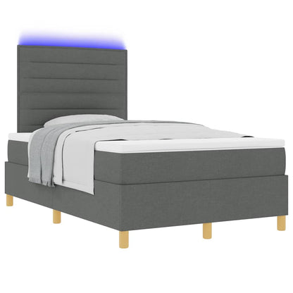 LED Boxspringbett mit Matratze Dunkelgrau 120 x 200 cm Stoff