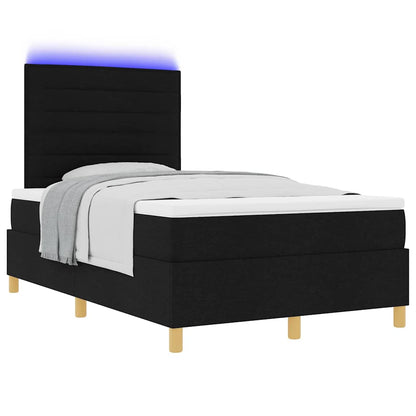 LED Boxspringbett mit Matratze Schwarz 120 x 200 cm Stoff