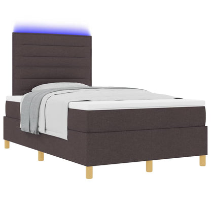 LED Boxspringbett mit Matratze Dunkelbraun 120 x 200 cm Stoff