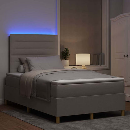 LED Boxspringbett mit Matratze Taupe 120 x 200 cm Stoff