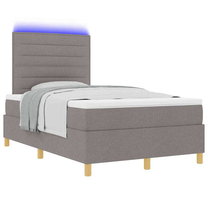 LED Boxspringbett mit Matratze Taupe 120 x 200 cm Stoff