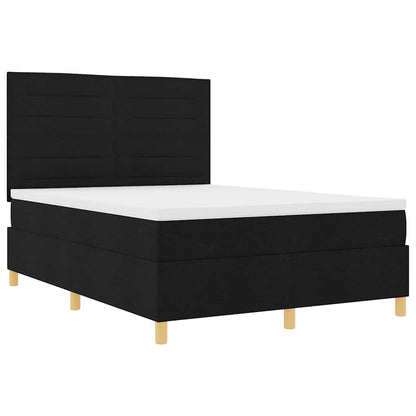LED Boxspringbett mit Matratze Schwarz 140 x 190 cm Stoff