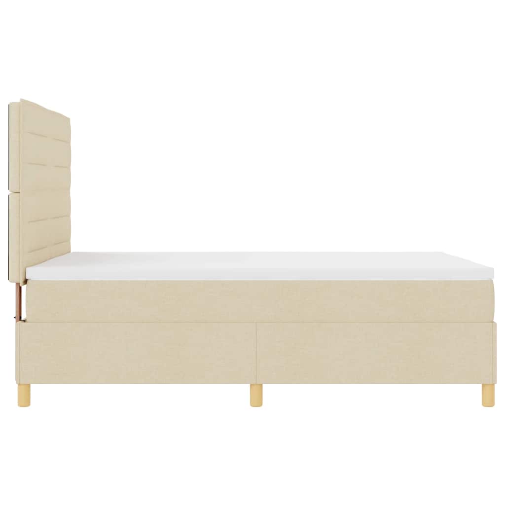 LED Boxspringbett mit Matratze Creme 140 x 190 cm Stoff