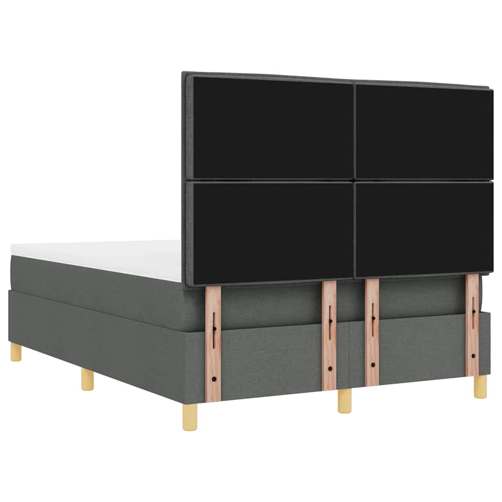 LED Boxspringbett mit Matratze Dunkelgrau 140 x 200 cm Stoff