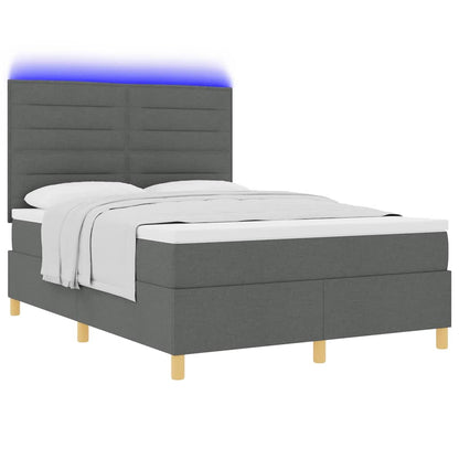 LED Boxspringbett mit Matratze Dunkelgrau 140 x 200 cm Stoff