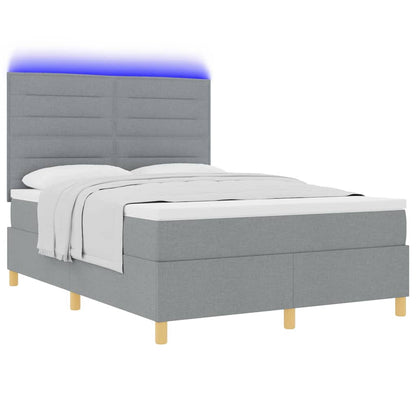 LED Boxspringbett mit Matratze Hellgrau 160 x 200 cm Stoff
