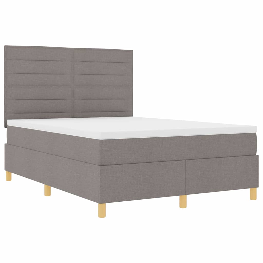 LED Boxspringbett mit Matratze Taupe 160 x 200 cm Stoff