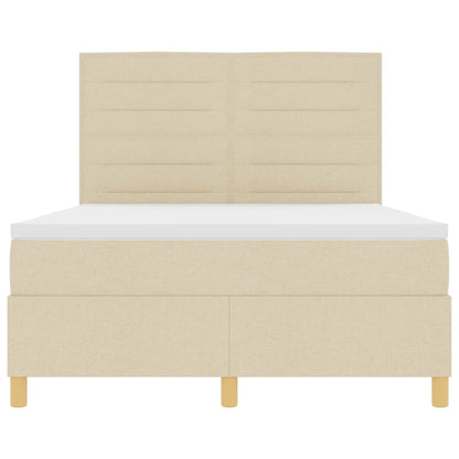 LED Boxspringbett mit Matratze Creme 160 x 200 cm Stoff
