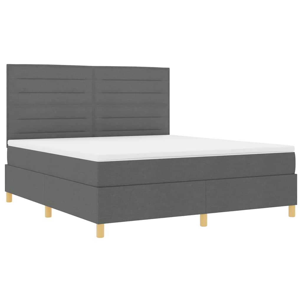 LED Boxspringbett mit Matratze Dunkelgrau 180 x 200 cm Stoff