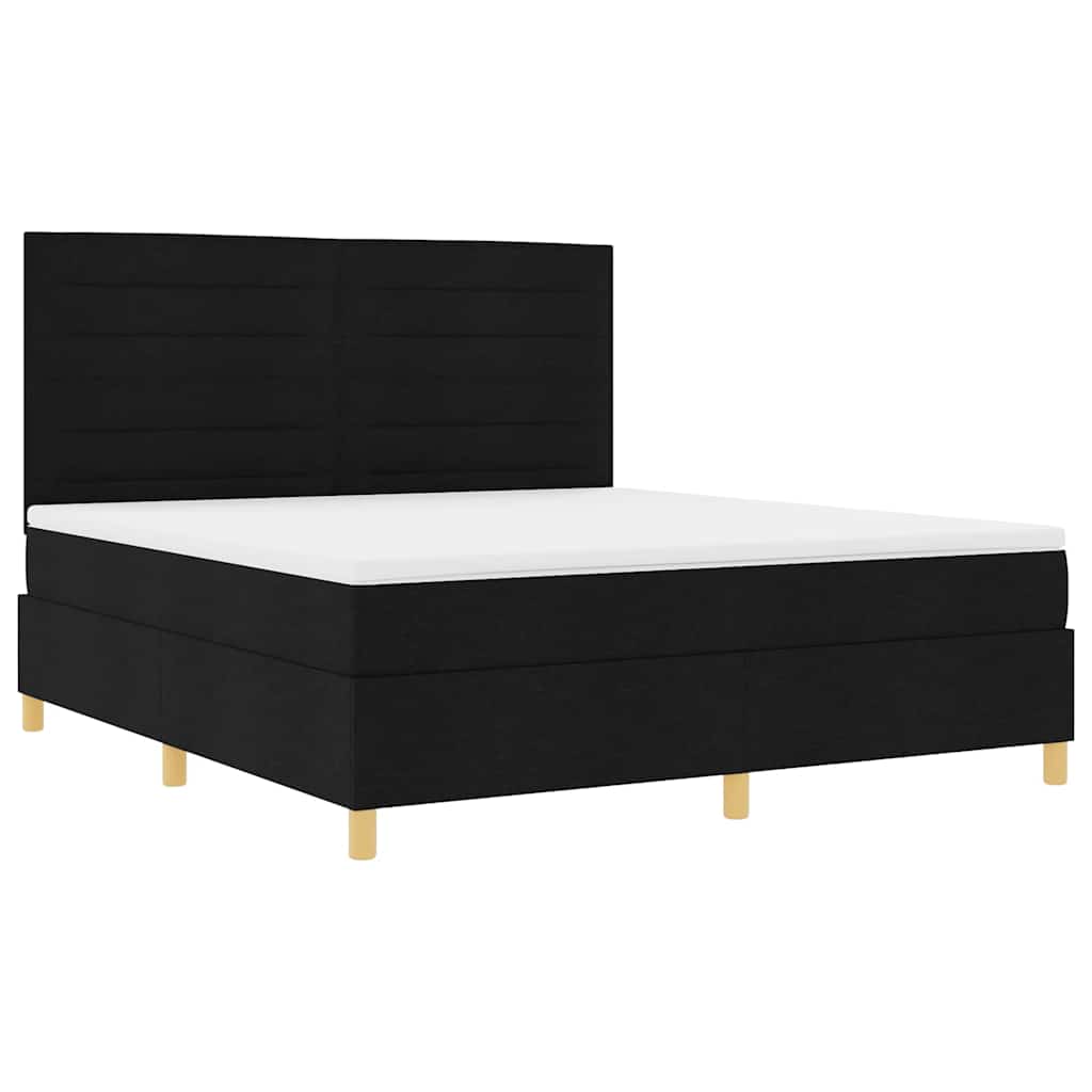 LED Boxspringbett mit Matratze Schwarz 180 x 200 cm Stoff