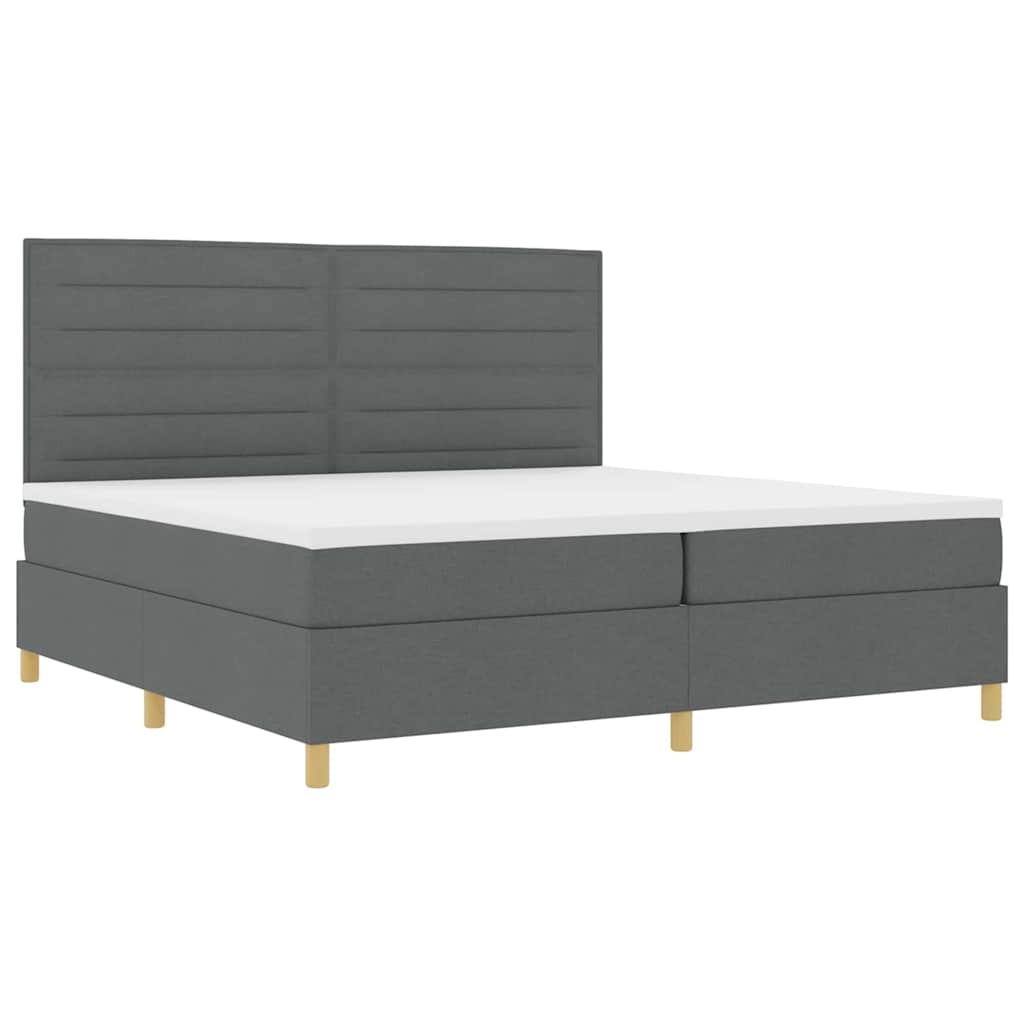 LED Boxspringbett mit Matratze Dunkelgrau 200 x 200 cm Stoff