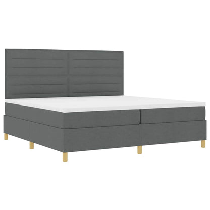 LED Boxspringbett mit Matratze Dunkelgrau 200 x 200 cm Stoff