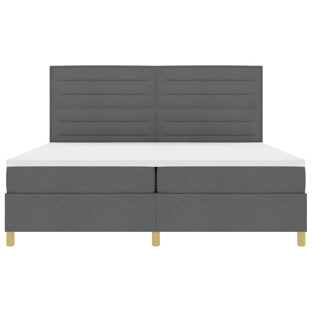 LED Boxspringbett mit Matratze Dunkelgrau 200 x 200 cm Stoff