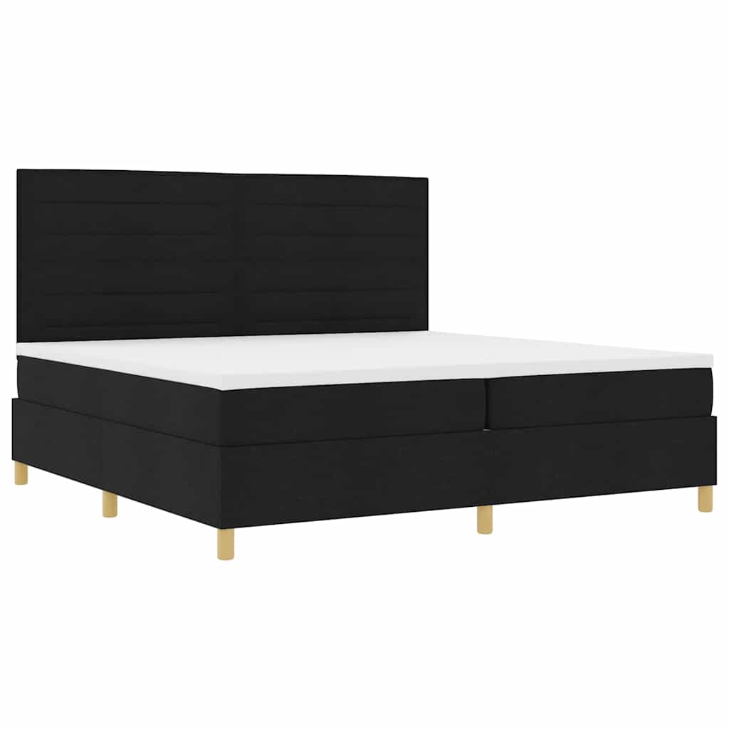 LED Boxspringbett mit Matratze Schwarz 200 x 200 cm Stoff