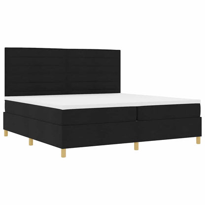 LED Boxspringbett mit Matratze Schwarz 200 x 200 cm Stoff