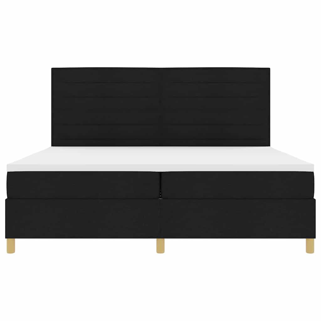 LED Boxspringbett mit Matratze Schwarz 200 x 200 cm Stoff