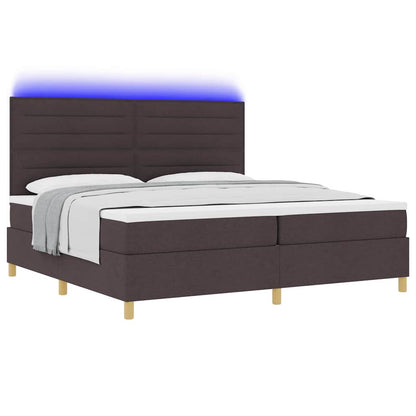 LED Boxspringbett mit Matratze Dunkelbraun 200 x 200 cm Stoff