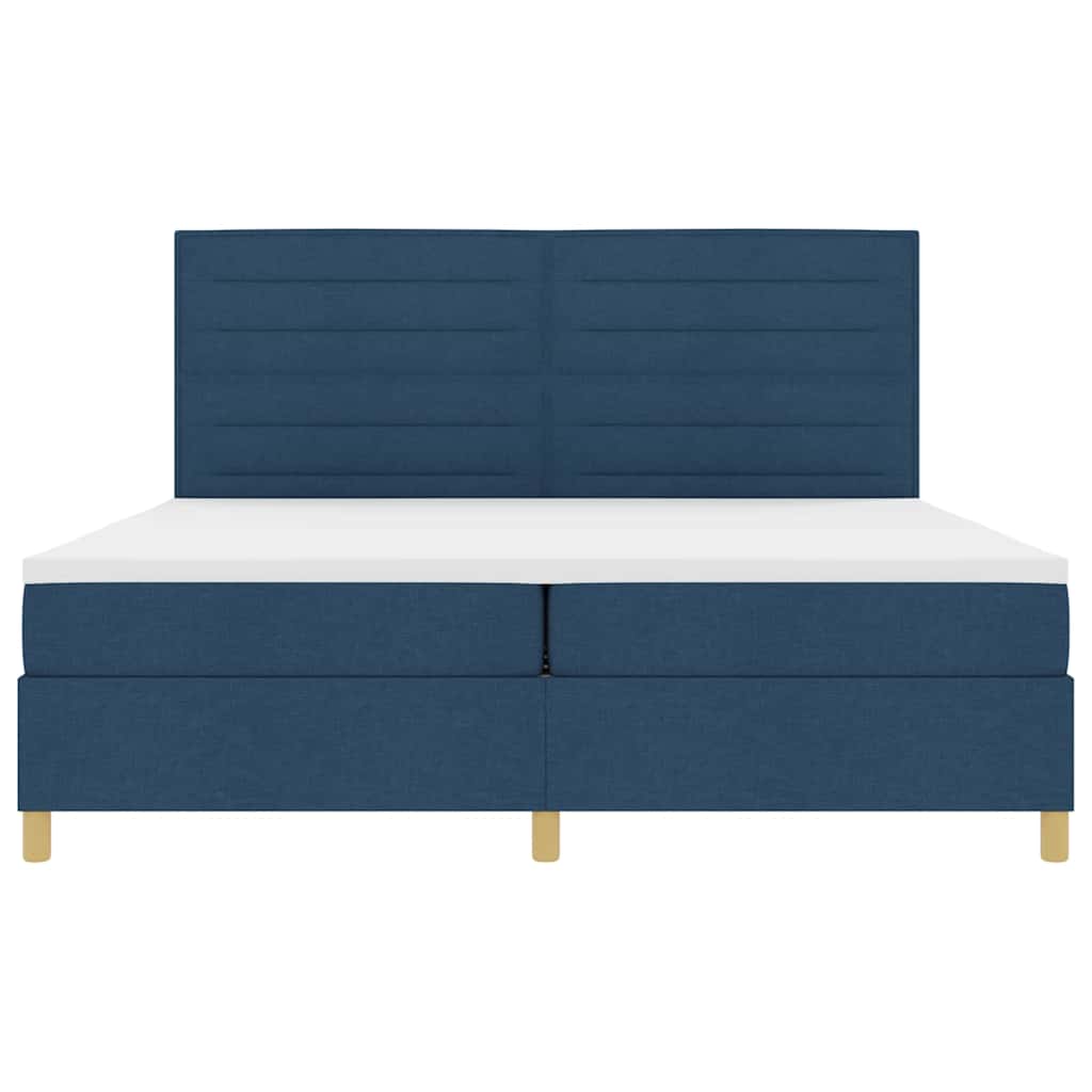 LED Boxspringbett mit Matratze Blau 200 x 200 cm Stoff