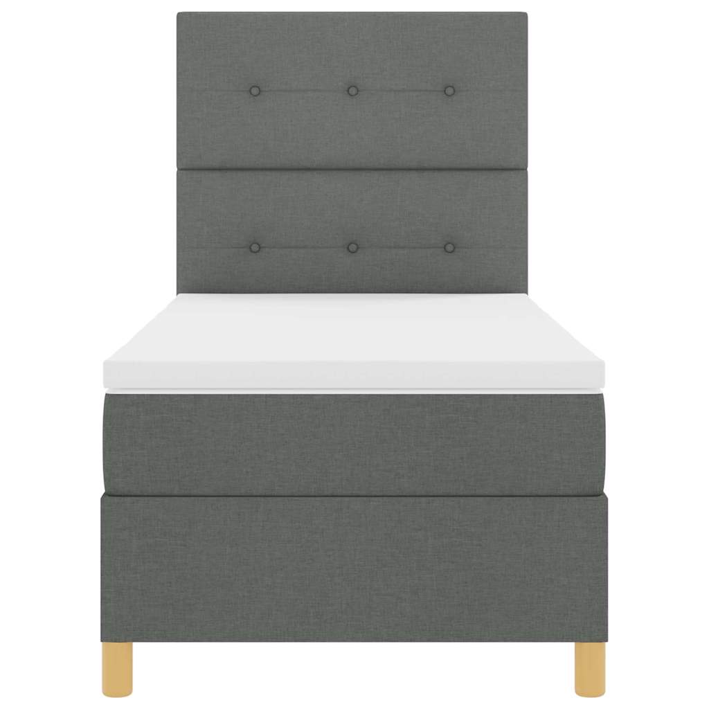 LED Boxspringbett mit Matratze Dunkelgrau 80 x 200 cm Stoff