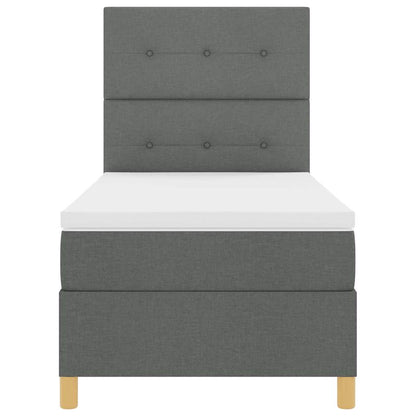 LED Boxspringbett mit Matratze Dunkelgrau 80 x 200 cm Stoff