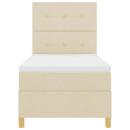 LED Boxspringbett mit Matratze Creme 90 x 190 cm Stoff