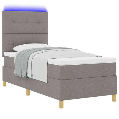 LED Boxspringbett mit Matratze Taupe 90 x 200 cm Stoff