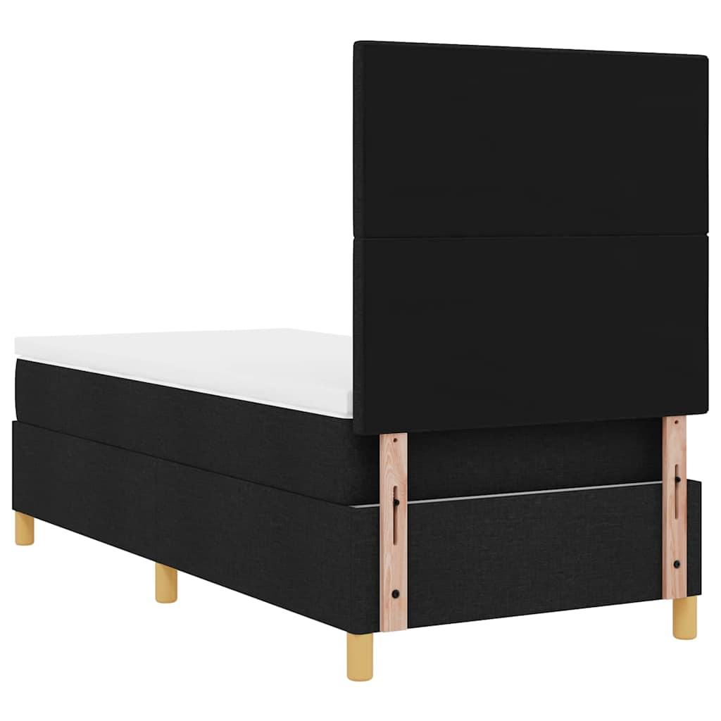 vidaXL LED Boxspringbett mit Matratze Schwarz 100 x 200 cm Stoff