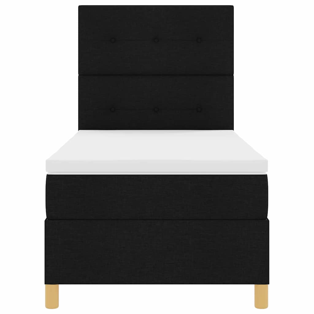 vidaXL LED Boxspringbett mit Matratze Schwarz 100 x 200 cm Stoff