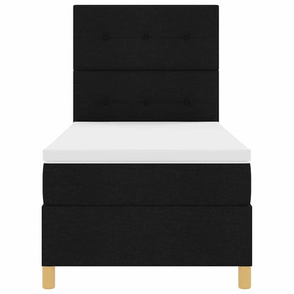 vidaXL LED Boxspringbett mit Matratze Schwarz 100 x 200 cm Stoff