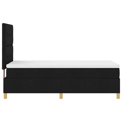 vidaXL LED Boxspringbett mit Matratze Schwarz 100 x 200 cm Stoff