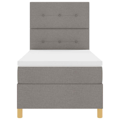 LED Boxspringbett mit Matratze Taupe 100 x 200 cm Stoff