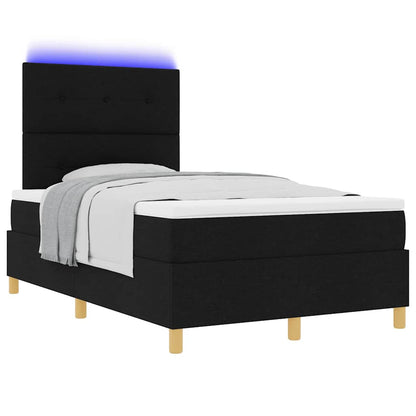LED Boxspringbett mit Matratze Schwarz 120 x 190 cm Stoff