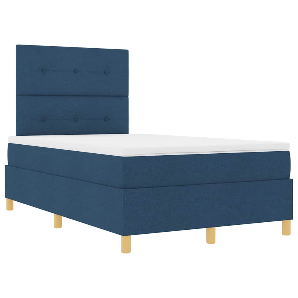LED Boxspringbett mit Matratze Blau 120 x 190 cm Stoff
