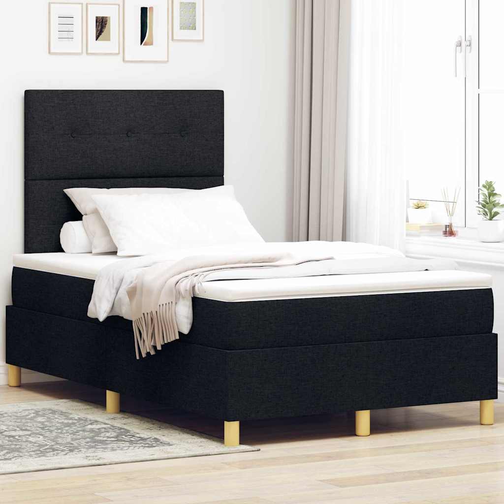 LED Boxspringbett mit Matratze Schwarz 120 x 200 cm Stoff