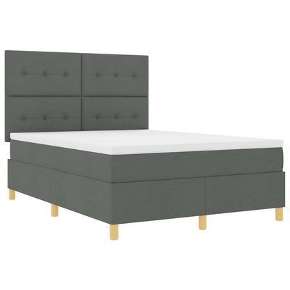 LED Boxspringbett mit Matratze Dunkelgrau 140 x 190 cm Stoff