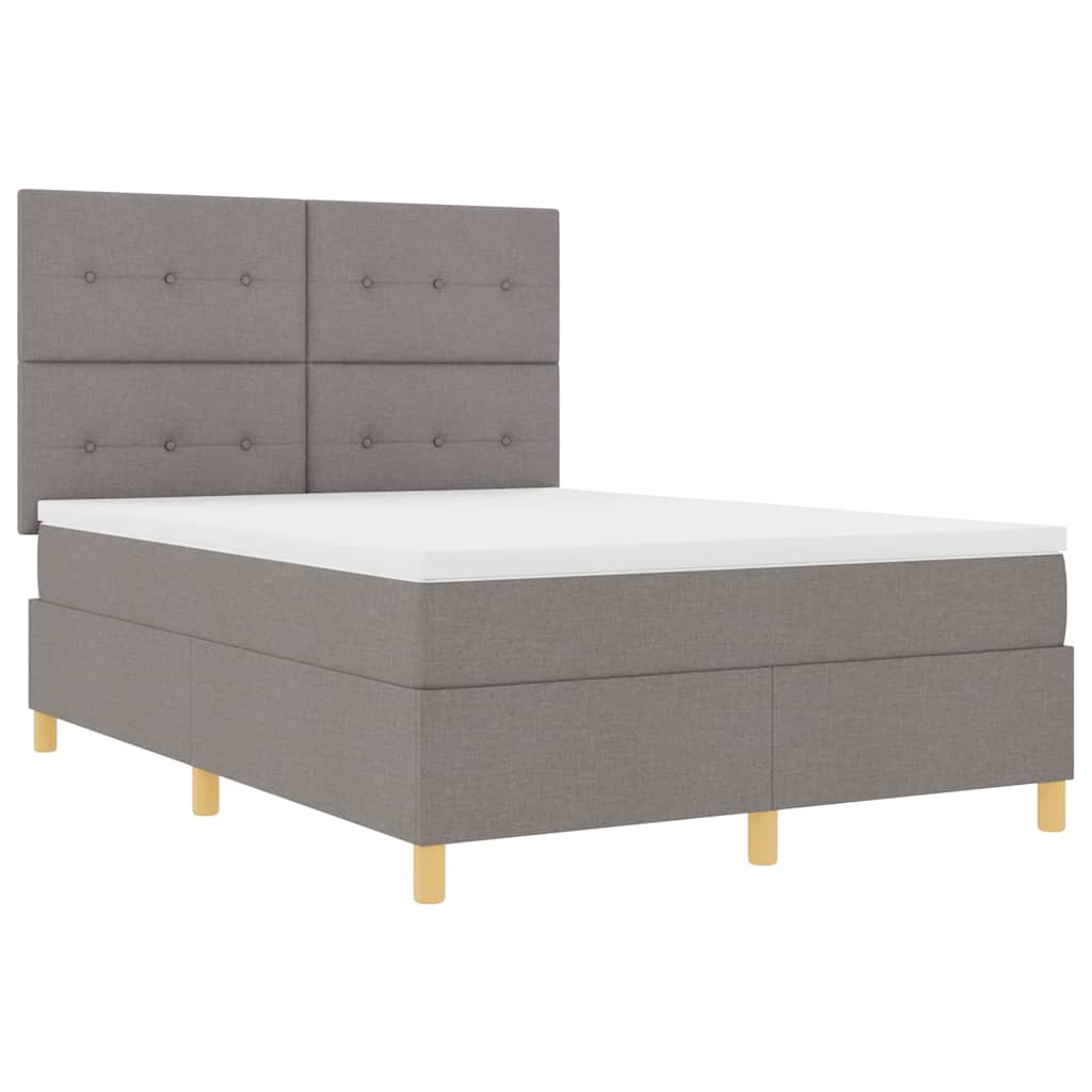 LED Boxspringbett mit Matratze Taupe 140 x 190 cm Stoff