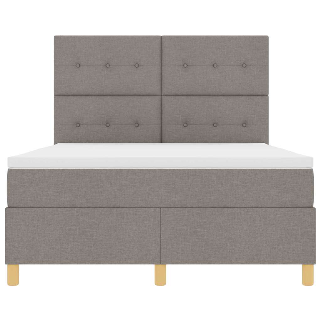 LED Boxspringbett mit Matratze Taupe 140 x 190 cm Stoff
