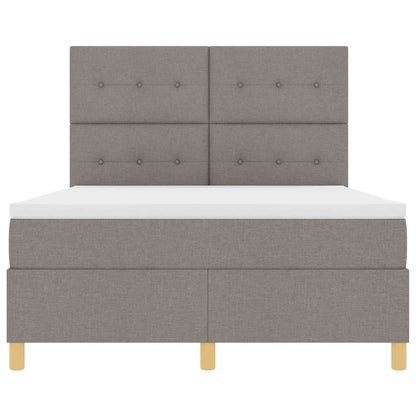 LED Boxspringbett mit Matratze Taupe 140 x 190 cm Stoff