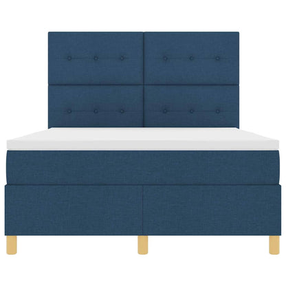 LED Boxspringbett mit Matratze Blau 140 x 190 cm Stoff