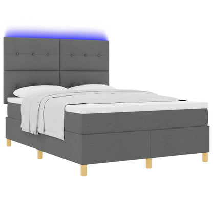 LED Boxspringbett mit Matratze Dunkelgrau 160 x 200 cm Stoff