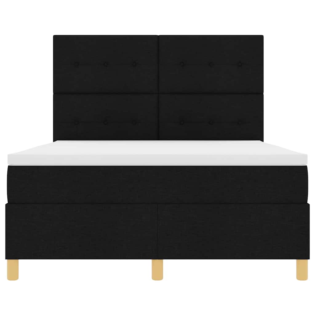 LED Boxspringbett mit Matratze Schwarz 160 x 200 cm Stoff