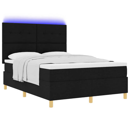 LED Boxspringbett mit Matratze Schwarz 160 x 200 cm Stoff