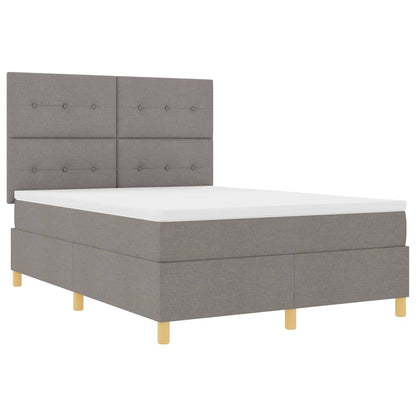 LED Boxspringbett mit Matratze Taupe 160 x 200 cm Stoff