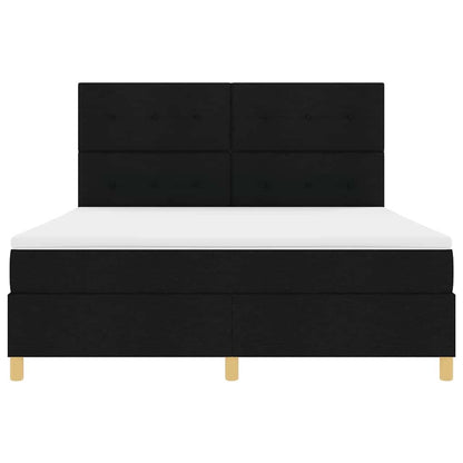 LED Boxspringbett mit Matratze Schwarz 180 x 200 cm Stoff
