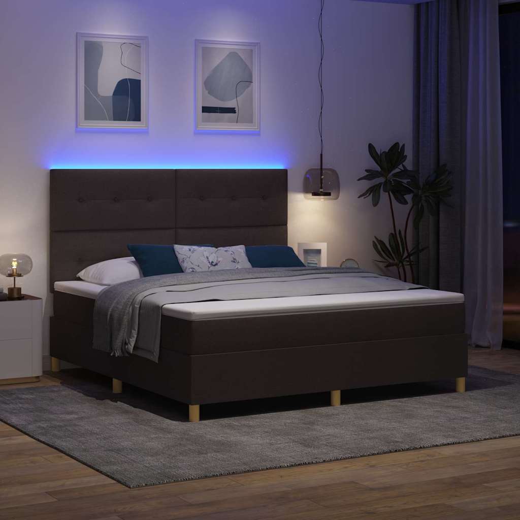 vidaXL Boxspringbett mit Matratze Dunkelbraun 180 x 200 cm Stoff